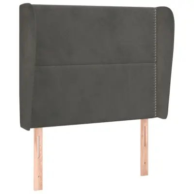 Vzglavna omarica - Nočna omarica - Posteljna omarica z ušesi temno sivo 103x23x118/128 cm žamet