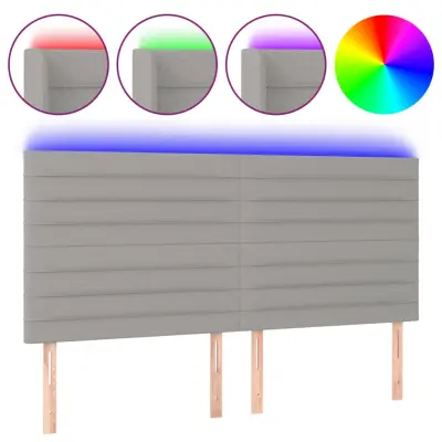 LED Posteljno vzglavje - Vzglavna omarica - Nočna omarica svetlo sivo 160x5x118/128 cm blago