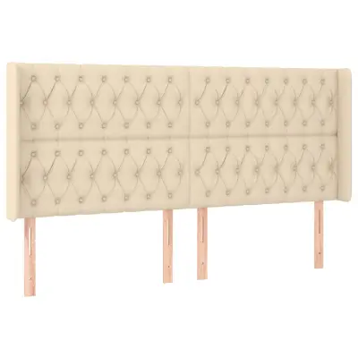 Vzglavna omarica - Nočna omarica - Posteljna omarica z ušesi krem 203x16x118/128 cm blago
