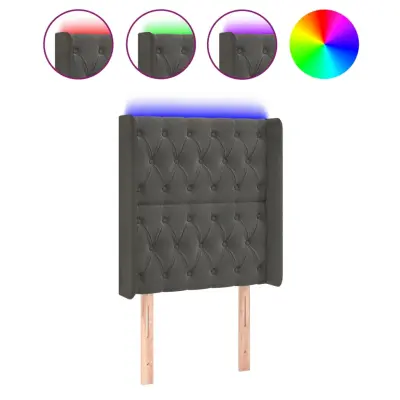 LED Posteljno vzglavje - Vzglavna omarica - Nočna omarica temno sivo 83x16x118/128 cm žamet