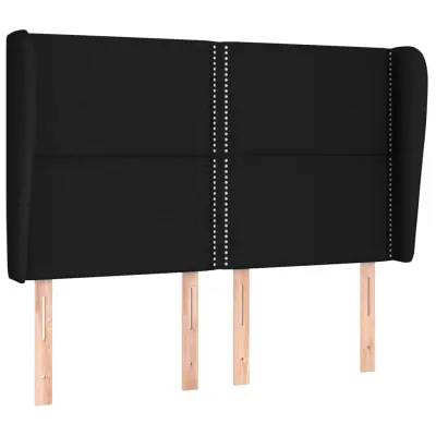 Vzglavna omarica - Nočna omarica - Posteljna omarica z ušesi črno 147x23x118/128 cm blago