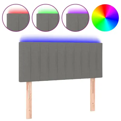 LED Posteljno vzglavje - Vzglavna omarica - Nočna omarica temno sivo 90x5x78/88 cm blago