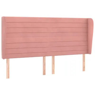 Posteljno vzglavje - Vzglavna omarica - Nočna omarica z ušesi roza 203x23x118/128 cm žamet