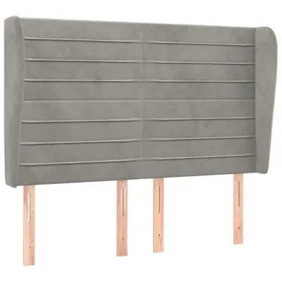 Vzglavna omarica - Nočna omarica - Posteljna omarica z ušesi svetlo sivo 147x23x118/128 cm žamet