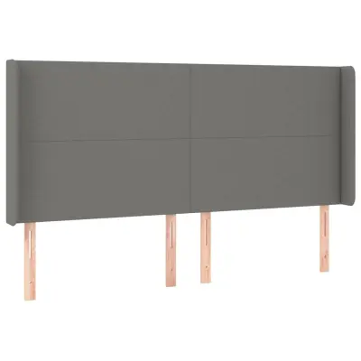 Vzglavna omarica - Nočna omarica - Posteljna omarica z ušesi temno sivo 183x16x118/128 cm blago