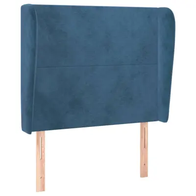 Vzglavna omarica - Nočna omarica - Posteljna omarica z ušesi temno modro 83x23x118/128 cm žamet