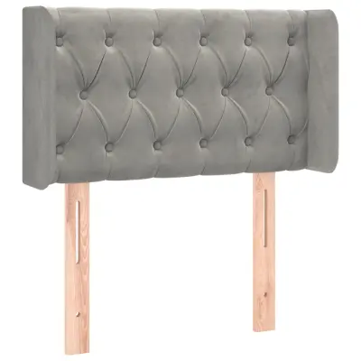 Vzglavna omarica - Nočna omarica - Posteljna omarica z ušesi svetlo sivo 83x16x78/88 cm žamet