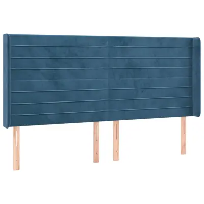 Vzglavna omarica - Nočna omarica - Posteljna omarica z ušesi temno modro 183x16x118/128 cm žamet