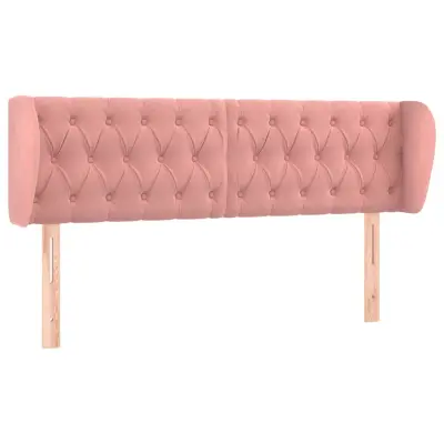 Posteljno vzglavje - Vzglavna omarica - Nočna omarica z ušesi roza 163x23x78/88 cm žamet