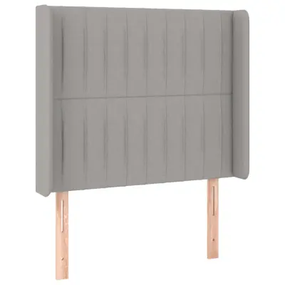 Vzglavna omarica - Nočna omarica - Posteljna omarica z ušesi svetlo sivo 103x16x118/128 cm blago