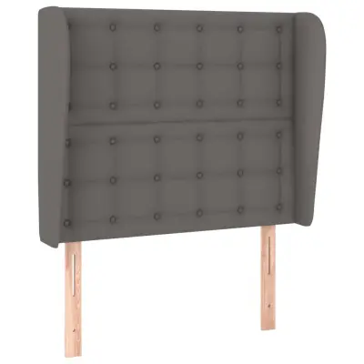 Vzglavna omarica - Nočna omarica - Posteljna omarica z ušesi sivo 83x23x118/128 cm umetno usnje