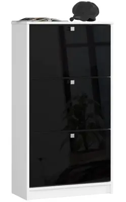 SHOE CABINET 3 TILTING DOORS 60 cm BELO / ČRNO SIJAJNO