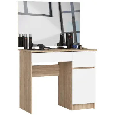 Toaletna miza z ogledalom CLP P-2/SL 900x600 DESNO SONOMA HRAST / BELO