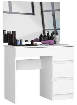 KOSMETIČNA TOALETNA MIZA S KOSOM T-6/SL 900x600 DESNO BELO