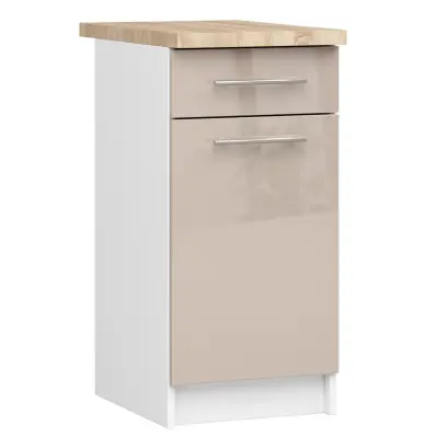 OLIWIA S40 SZ1 Kabinet + BELA / KAPUCCINO SJAJ Vrh