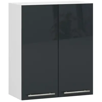 VISIČNI KUHINJSKI KABINET OLIVIA V 60cm BELO-GRAFITNI SIJAJ H720