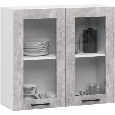 OLIWIA Kabinet za prikaz W80 H720 BELO / BETON