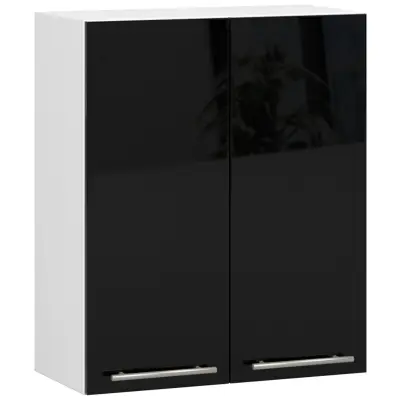 VISIČNI KUHINJSKI KABINET OLIVIA V 60cm BELO-ČRNI SIJAJ H720