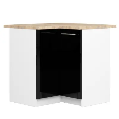 OLIWIA S90/90 Kabinet + BELA / ČRNA Sijajna Plošča