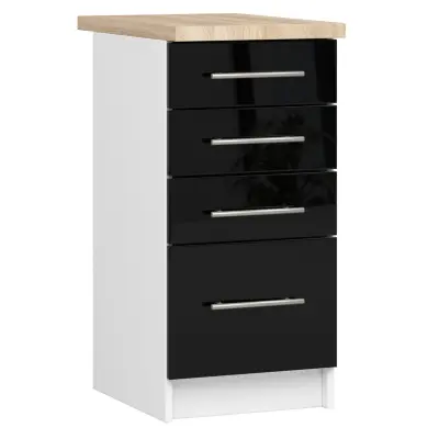 OLIWIA S40 SZ4 Kabinet + BELA / ČRNA Sijajna Plošča
