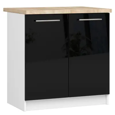 OLIWIA S80 Kabinet + BELA / ČRNA Sijajna Plošča