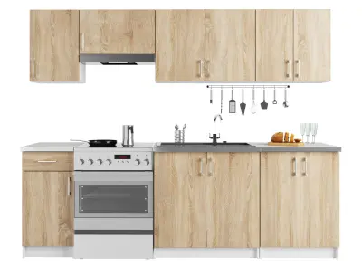 KUHINJSKI SET LIMA 2.4M BELA/SONOMA HRAST