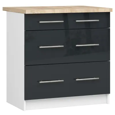 OLIWIA S80 3SZ Kabinet + BELA / GRAPHIT Sijajna Plošča