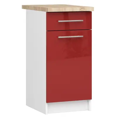 OLIWIA S40 SZ1 Kabinet + BELA / RDEČA SJAJNA Plošča