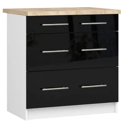OLIWIA S80 3SZ Kabinet + BELA / ČRNA Sijajna Plošča