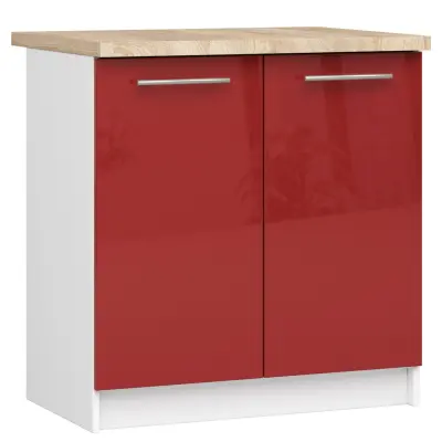 OLIWIA S80 Kabinet + BELA / RDEČA SJAJNA Plošča