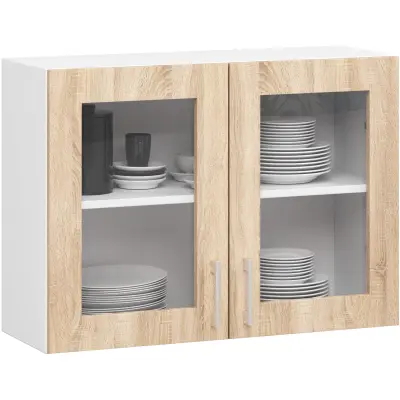 LIMA Kabinetna vitrina W80 H580 BELO/SONOMA HRAST