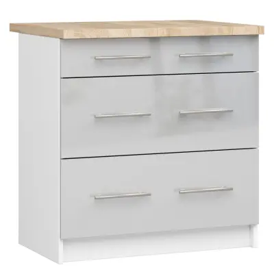 OLIWIA S80 3SZ Kabinet + BELA / METALNA SREBRNA PLOŠČA