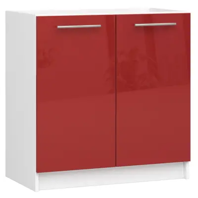 KUHINJSKI KABINET POD UMIVALNIK OLIWIA S 80cm BELO-RDEČI SJAJ