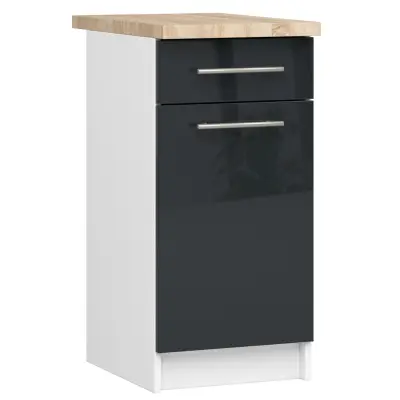 OLIWIA S40 SZ1 Kabinet + BELA / GRAFITNI GLOSS Vrh