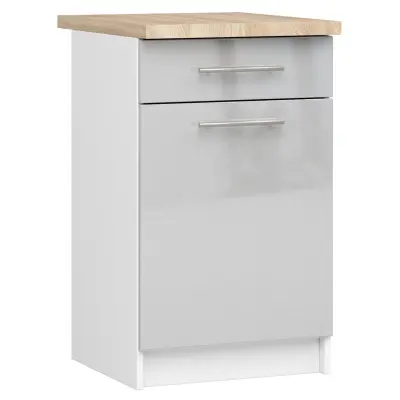 OLIWIA S50 SZ1 Kabinet + BELA / METALNI GLOSS Vrh