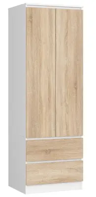 OMARA ZVEZDA S 60 cm 2 VRATA 2 Predala PK BELO / SONOMA
