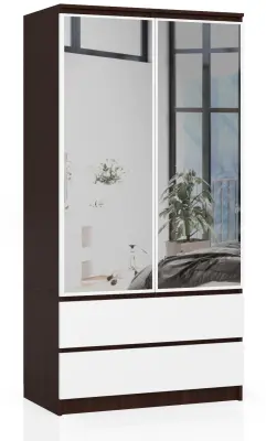 OMARA S 90 cm 2 VRATA 2 Predali 2 OGLEDALA WENGE / BELO