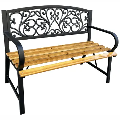 NERINA BLACK GARDEN BENCH / NATURAL WOOD