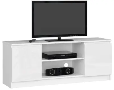 RTV KABINET 140 cm 2D 1P BELO ACRILIK VISOKI SJAJ