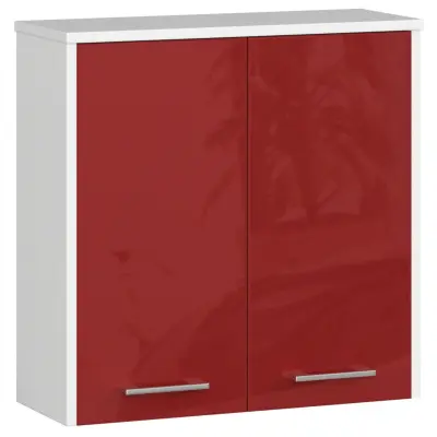 VISIČNA OMARA 60 cm FIN 2D BELO / RDEČE SJAJNO