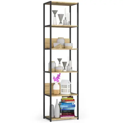 Metalna loft polica 50 cm - črno-umetniški hrast - 6 polic