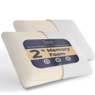 The White Stone Set 2 Spominska Pena Vzglavnika 40 x 70 cm | Višina 11 cm | Cervikalni vzglavniki, hipoalergeni, ergonomski in zračni | Proti zadušitv