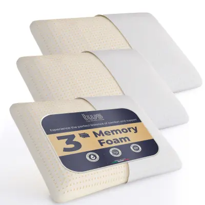 The White Stone Set 3 Spominska Pena Vzglavnika 40 x 70 cm | Višina 11 cm | Cervikalni vzglavniki, hipoalergeni, ergonomski in zračni | Proti zadušitv