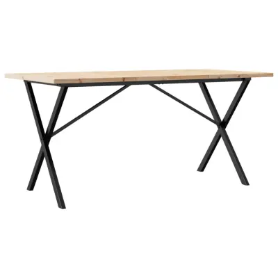 Jedilna miza - Kuhinjska miza - Jedilni stol X okvir 160x80x75,5 cm trdna borovina lito železo