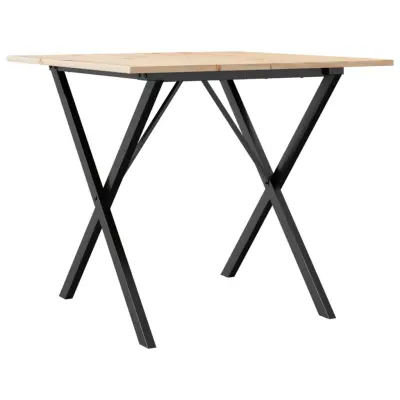 Jedilna miza - Kuhinjska miza - Jedilni stol X okvir 90x90x75 cm trdna borovina lito železo