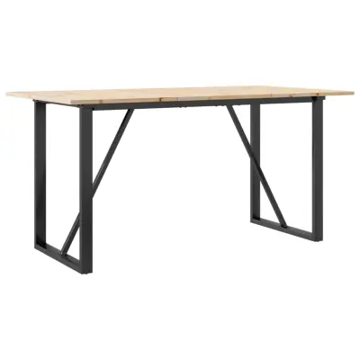 Jedilna miza - Kuhinjska miza - Jedilni stol O okvir 160x80x75 cm trdna borovina lito železo