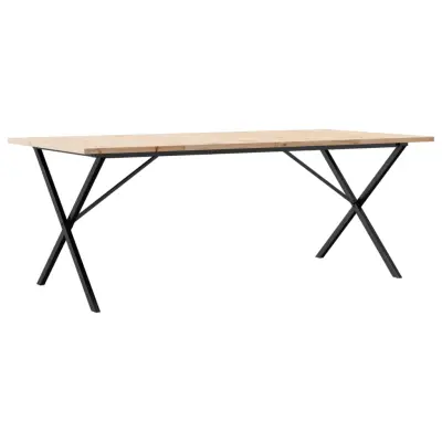 Jedilna miza - Kuhinjska miza - Jedilni stol X okvir 200x100x75,5 cm trdna borovina lito železo