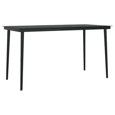 Vrtna miza - Vrtna jedilna miza črna 140x70x74 cm jeklo in steklo