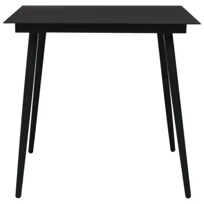 Vrtna miza - Vrtna jedilna miza črna 80x80x74 cm jeklo in steklo