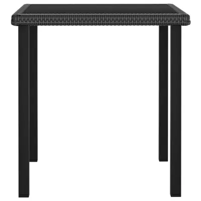 Vrtna miza - Vrtna jedilna miza črna 70x70x73 cm poli ratan
